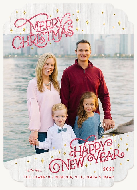 Rustic Glimmer Personalized Holiday Cards