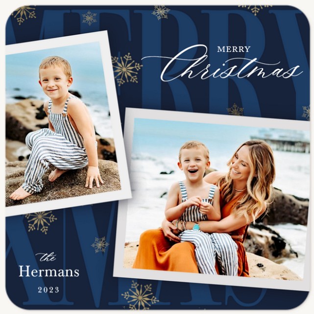 Blue Christmas Personalized Holiday Cards