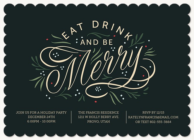Festive Merry Holiday Party Invitations