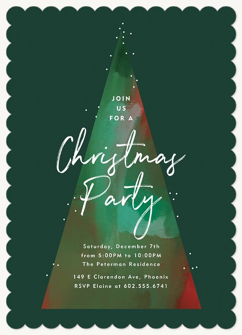 Festive Painterly Tree Holiday Party Invitations