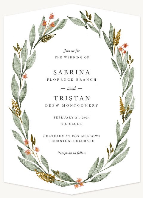Painted Wreath Wedding Invitations