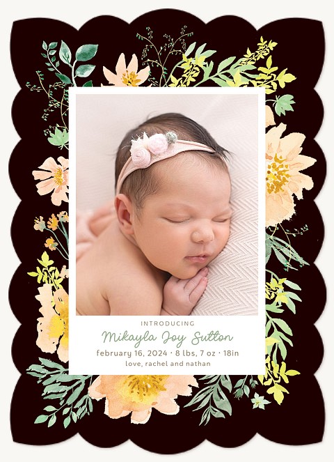 Floral Snapshot Baby Announcements