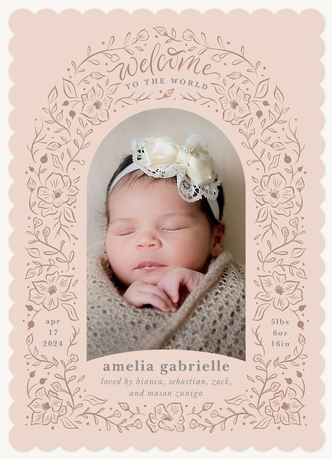 Inky Florals Baby Announcements