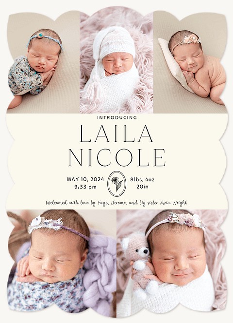 Floral Stamp Baby Announcements