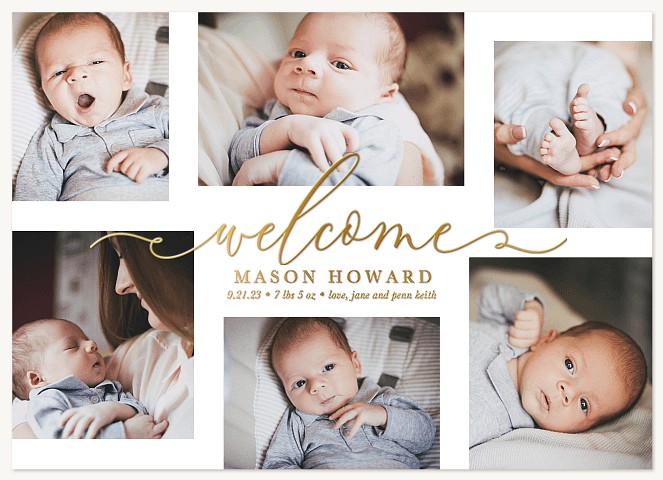 Gilded Script Baby Announcements