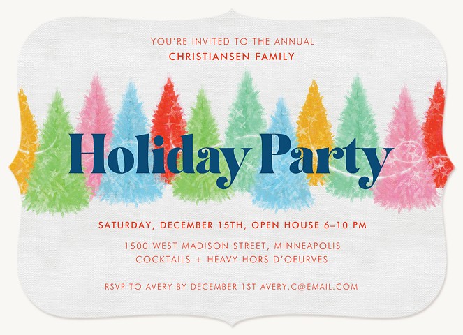 Brushed Trees Holiday Party Invitations