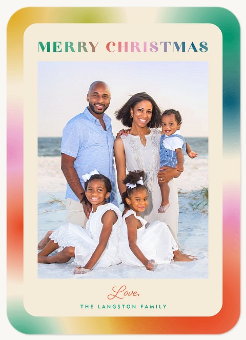 Rainbow Ombre Personalized Holiday Cards