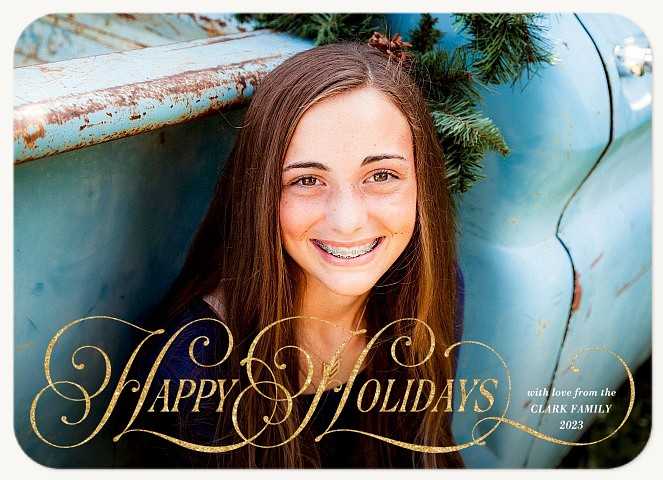 Glitter Flourish Personalized Holiday Cards