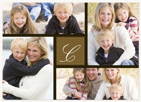 Four Horizontal - Brown Monogram Personalised Cards