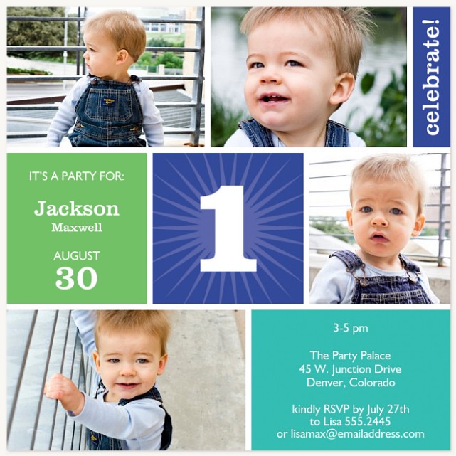 One Collage  Boy Birthday Party Invitations