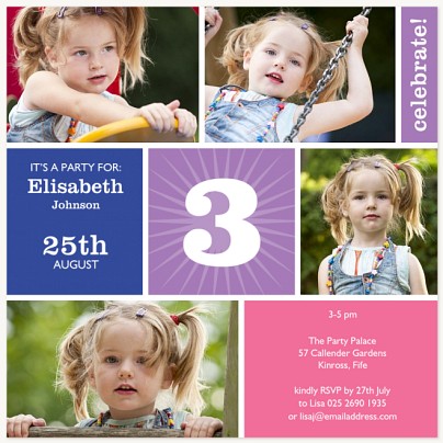 Lavender Sun Kids Birthday Invitations