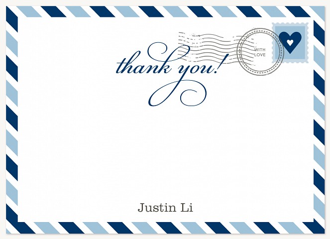 Blue Heart Stamp Thank You Cards 