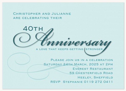 Blue Script Wedding Anniversary Invitations