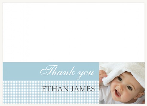 Blue Baby Check Thank You Cards