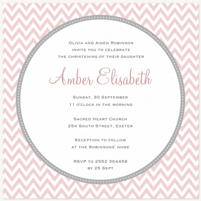 Pink Panache Chevron Christening Invitations | Christening Invites