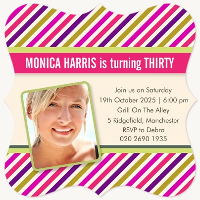 Brilliant Stripes Adult Birthday Party Invitations