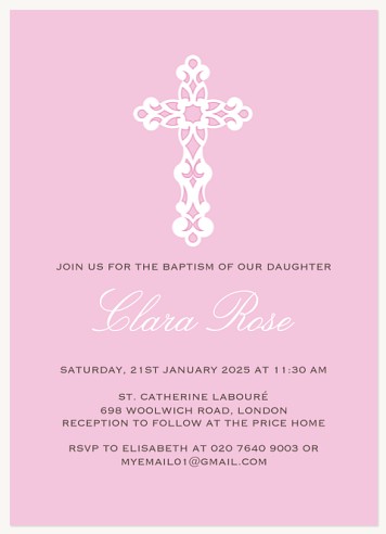 Princess Cross Christening Invitations | Christening Invites