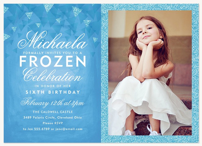 Winter Princess Girl Birthday Party Invitations