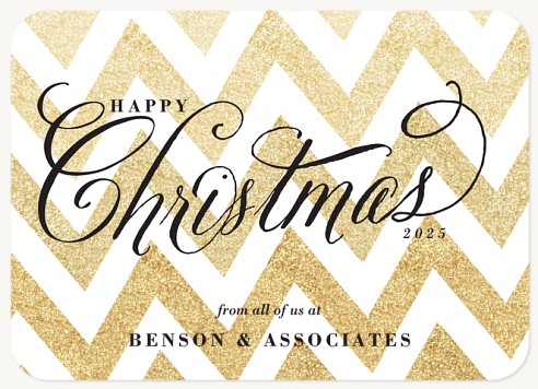 Gilded Chevron Christmas Cards for Business