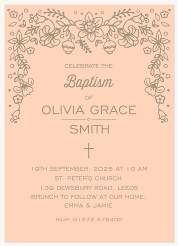 Lacey Floral Christening Invitations | Christening Invites