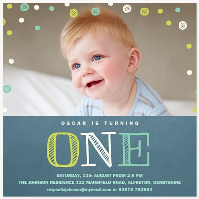 Blue Confetti Kids Birthday Invitations