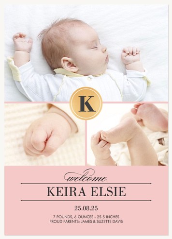 Golden Initial Baby Announcements