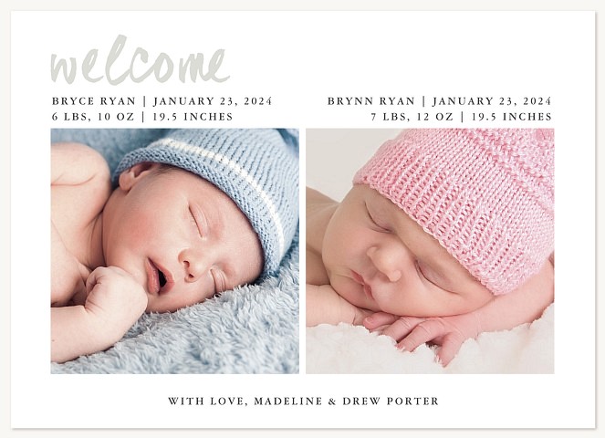 Perfect Little Twins Twin Birth Announcements