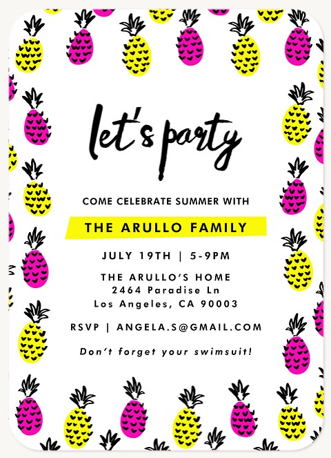 Pineapple Party Summer Party Invitations