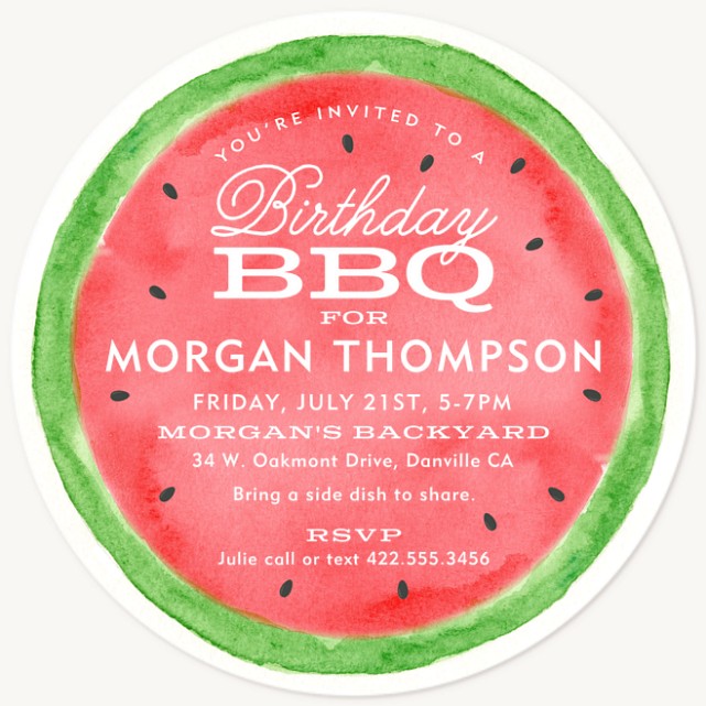 Watermelon Slice Summer Party Invitations