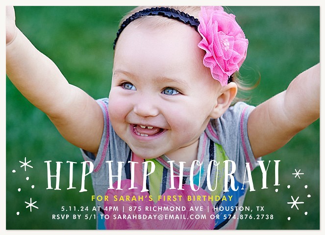 Hip Hip Hooray Girl Birthday Party Invitations