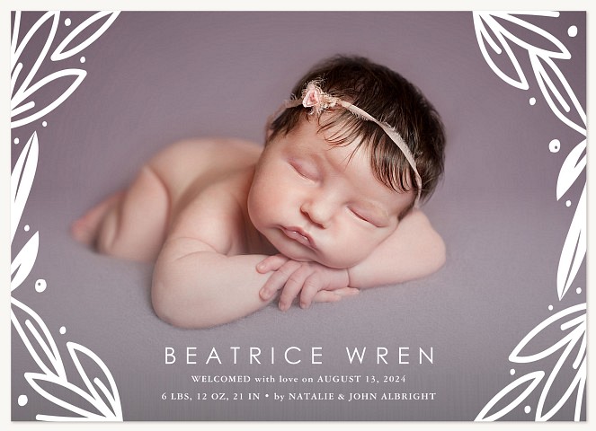 Artistic Petals Girl Baby Announcements