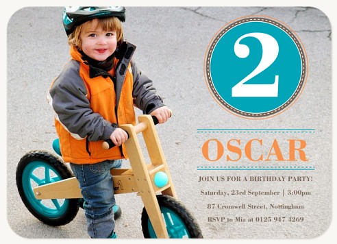 Bike Badge Kids Birthday Invitations
