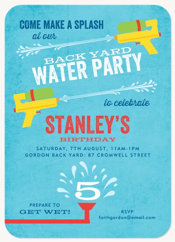 Make a Splash Boy Birthday Party Invitations