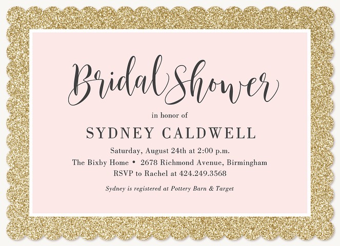 Glittered Shower Bridal Shower Invitations