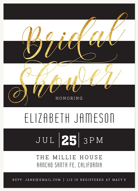Glam Stripes Bridal Shower Invitations