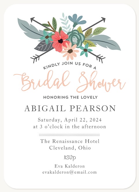 Bohemian Florets Bridal Shower Invitations