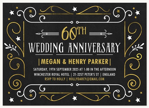Celestial Flourish Wedding Anniversary Invitations