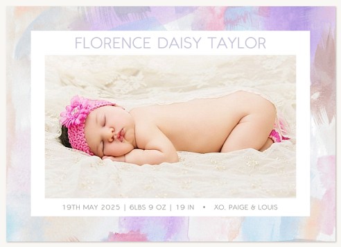 Vivid Watercolor Baby Announcements