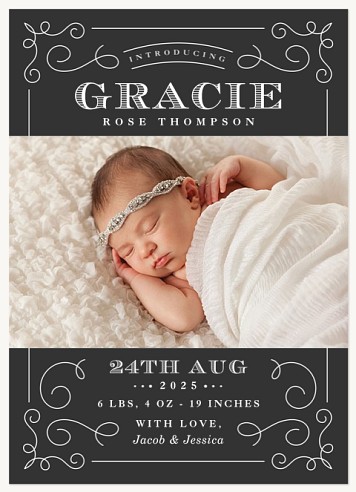 Vintage Swirls Baby Announcements