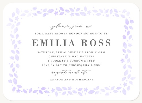 Watercolor Petals Baby Shower Invites