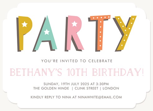 Whimsic Party Kids Birthday Invitations