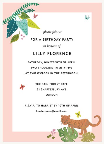 Into the Wild Girl Birthday Party Invitations