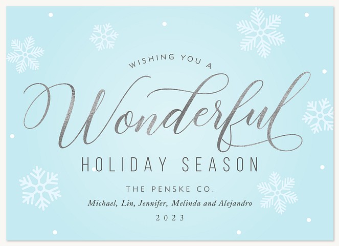 Soft Snow Wishes Business Holiday Cards