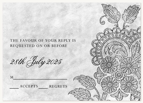 Velvet & Lace Wedding RSVP Cards