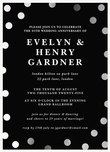 Luxe Dots Wedding Anniversary Invitations