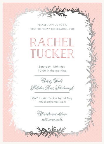 Garland Blush Kids Birthday Invitations