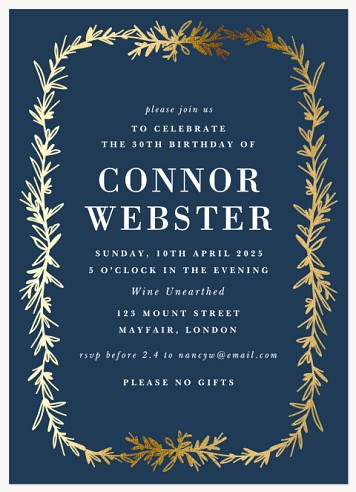 Radiant Wreath Adult Birthday Party Invitations