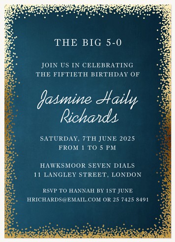 Midnight Sparkle Adult Birthday Party Invitations