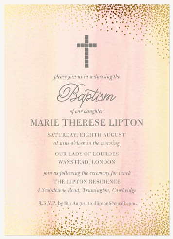 Tranquil Watercolor  Christening Invitations | Christening Invites