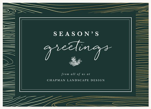Evergreen Woodgrain Christmas Cards for Business